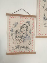 Load image into Gallery viewer, Embroidered Portrait for 2 - A3 - Smaller Size
