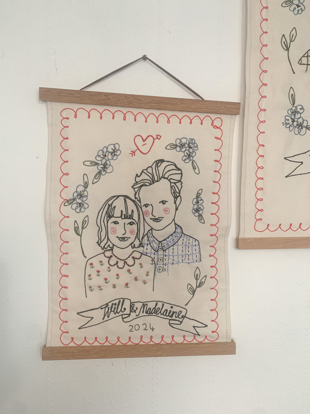 Embroidered Portrait for 2 - A3 - Smaller Size